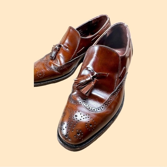 STAFFORD, COMFORT PLUS,MENS BROWN LEATHER LOAFERS. WINGTIP, SLIP-ONS.SIZE 8 1/2D - Picture 6 of 9